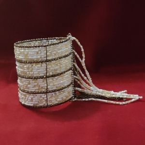 Beaded White cuff bracelet